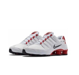 NIKE 耐克 Shox NZ SL 男士休闲运动鞋 378341-110 白色/金属银/大学红 38.5