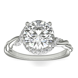 【仅戒托】铂金 Monique Lhuillier 扭纹无限式钻石订婚戒指（1\/4 克拉总重量）