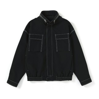 森马秋季新款时尚立领复古港风工装外套个性大口袋上衣夹克男士 XL 黑色9000