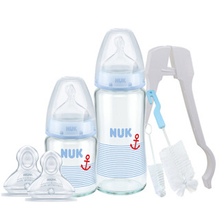 NUK 宽口玻璃硅胶奶瓶 奶嘴5件套