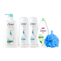 Dove 多芬 滋养水润洗护套装 5件套(洗发水700ml+护发素195ml*2+沐浴露190g+浴花1个)