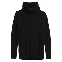 Gap 盖璞 女士高翻领套头针织绞花织纹加厚毛衣470756 正黑色S