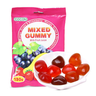 马来西亚进口 可康cocon多口味水果糖果汁软糖橡皮糖qq糖 儿童糖果休闲零食品130g *21件