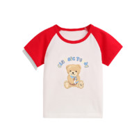 CLASSIC TEDDY 精典泰迪 儿童木马小熊短袖T恤 大红