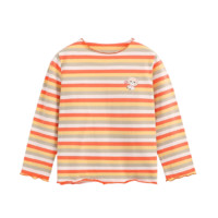 CLASSIC TEDDY 精典泰迪 女童长袖条纹打底T恤 桔彩条