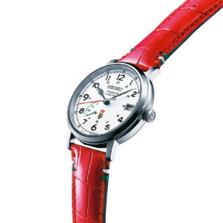 SEIKO 精工 Presage系列 SNR047J1 中性石英手表 40mm 白盘 红色鳄鱼皮表带 圆形 红猪联名限量版
