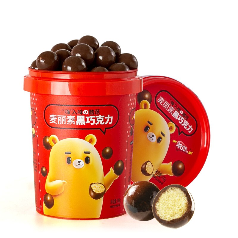 enon 怡浓 纯脂黑巧克力麦丽素桶 100g