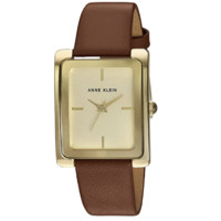 ANNE KLEIN 女士皮革表带手表，AK/2706,Brown/Gold