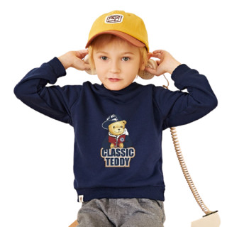 CLASSIC TEDDY 精典泰迪 儿童卡通连帽卫衣 棒球帽子熊款 深蓝 120