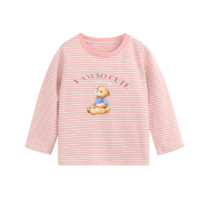 CLASSIC TEDDY 精典泰迪儿童卡通条纹长袖打底T恤 粉红白条