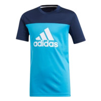 adidas 阿迪达斯 YB TR EQ TEE 男童休闲运动短袖 DV2920 青蓝/白色 128cm