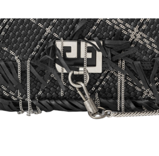 GIVENCHY 纪梵希 Fringed Charm系列女士羊皮流苏磁扣斜挎单肩包#BB508RB0GE001 黑色