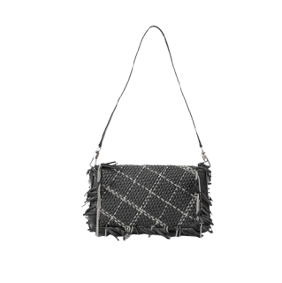 GIVENCHY 纪梵希 Fringed Charm系列女士羊皮流苏磁扣斜挎单肩包#BB508RB0GE001 黑色