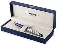 Waterman Expert 高级圆珠笔 | 蓝色带凿尖笔 | 中号笔尖 | 蓝色墨水 | 礼品盒