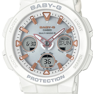 CASIO 卡西欧 BABY-G系列 BGA-2500-7A 女士电子手表 41mm 灰盘 白色树脂表带 圆形