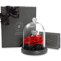 RoseBox 玫瑰盒子 玻璃罩礼盒玫瑰花熊 红色
