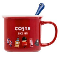 咖世家咖啡 COSTA 咖世家 马克杯带勺 妙趣英伦红265ml