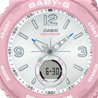 CASIO 卡西欧 BABY-G系列 BGA-260SC-4A 女士电子手表 42.4mm 白盘 粉色树脂表带 圆形