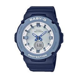 CASIO 卡西欧 BABY-G系列 BGA-2700-2A 女士电子手表 42.2mm 银盘 蓝色树脂表带 圆形