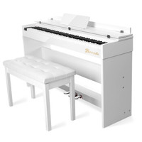 博仕德 电钢琴88键智能数码电子钢琴立式电钢 力度键-木纹白(配双人凳+大礼包)