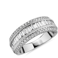 ZAC Zac Posen 豪华三排横向长方形钻石和密钉钻石结婚戒指