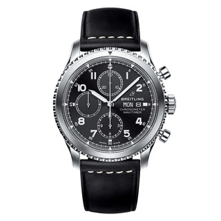 BREITLING 百年灵 飞行员8系列 A13314101B1X1 男士机械手表 43mm 黑盘 黑色牛皮表带 圆形