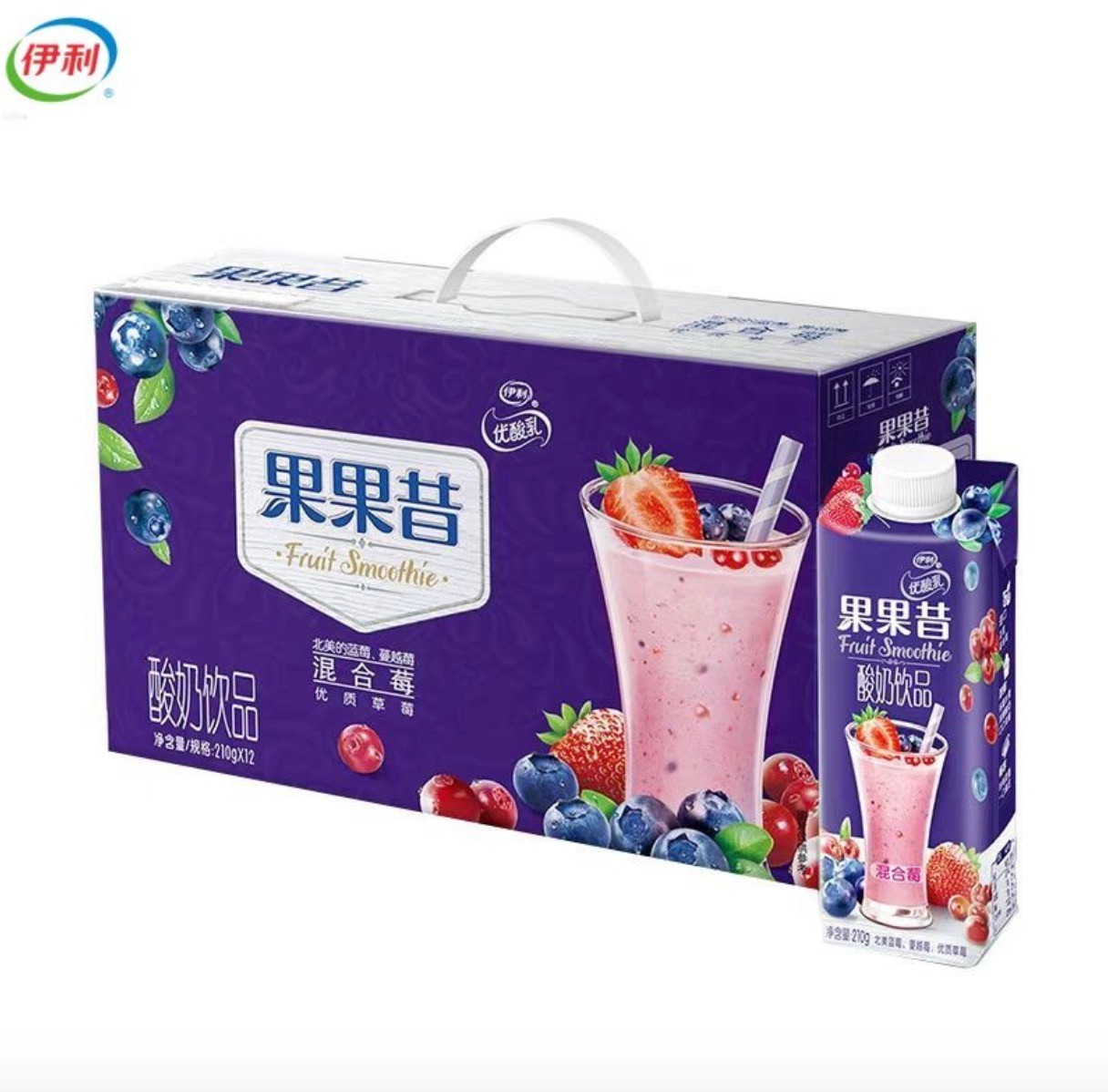 yili 伊利 優酸乳果果昔酸奶飲品混合莓口味 210g*12盒