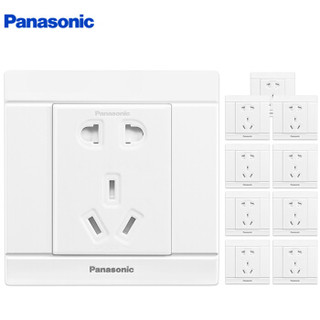 松下（ Panasonic）五孔大间距10A5孔墙壁插座（10支套装）佳典纯86型 白色 *15件