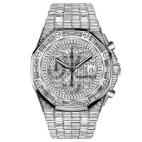 高端秀：Audemars Piguet 爱彼 Royal Oak Offshore 18克拉白金钻石密镶自动男士手表