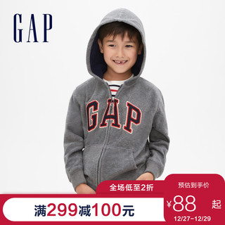 Gap男童女童抓绒保暖卫衣秋冬473677 LOGO童装运动开衫外套