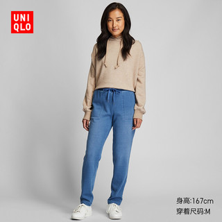 限尺码： UNIQLO 优衣库 419689 女士仿羊羔绒牛仔针织裤