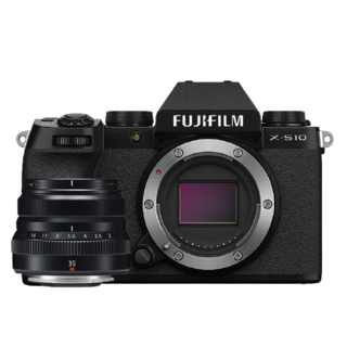 FUJIFILM 富士 X-S10 APS-C画幅 微单相机 黑色 XC 35mm F2 R WR 定焦镜头 单头套机