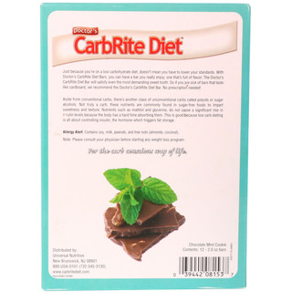 Universal Nutrition 环球营养 Doctor's CarbRite Diet系列 蛋白棒 巧克力薄荷曲奇味 56.7g*12支