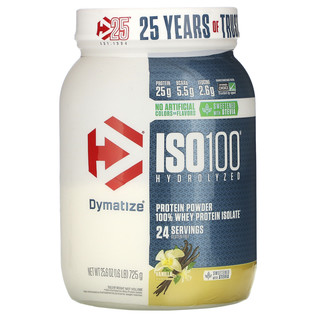 Dymatize 狄马泰斯 ISO100系列 水解乳清蛋白粉 天然香草味 1.6磅