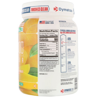 Dymatize 狄马泰斯 ISO100系列 水解乳清蛋白粉 芒果味 1.1磅