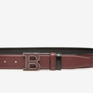 BALLY 巴利 B BUCKLENAMEL系列男士皮革可调式双面针扣B字腰带6235245 棕色110cm