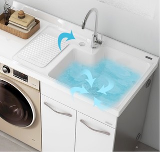 ARROW 箭牌卫浴 简约系列 AEHX7001 洗衣机一体柜组合 100cm左盆 白色 送龙头下水