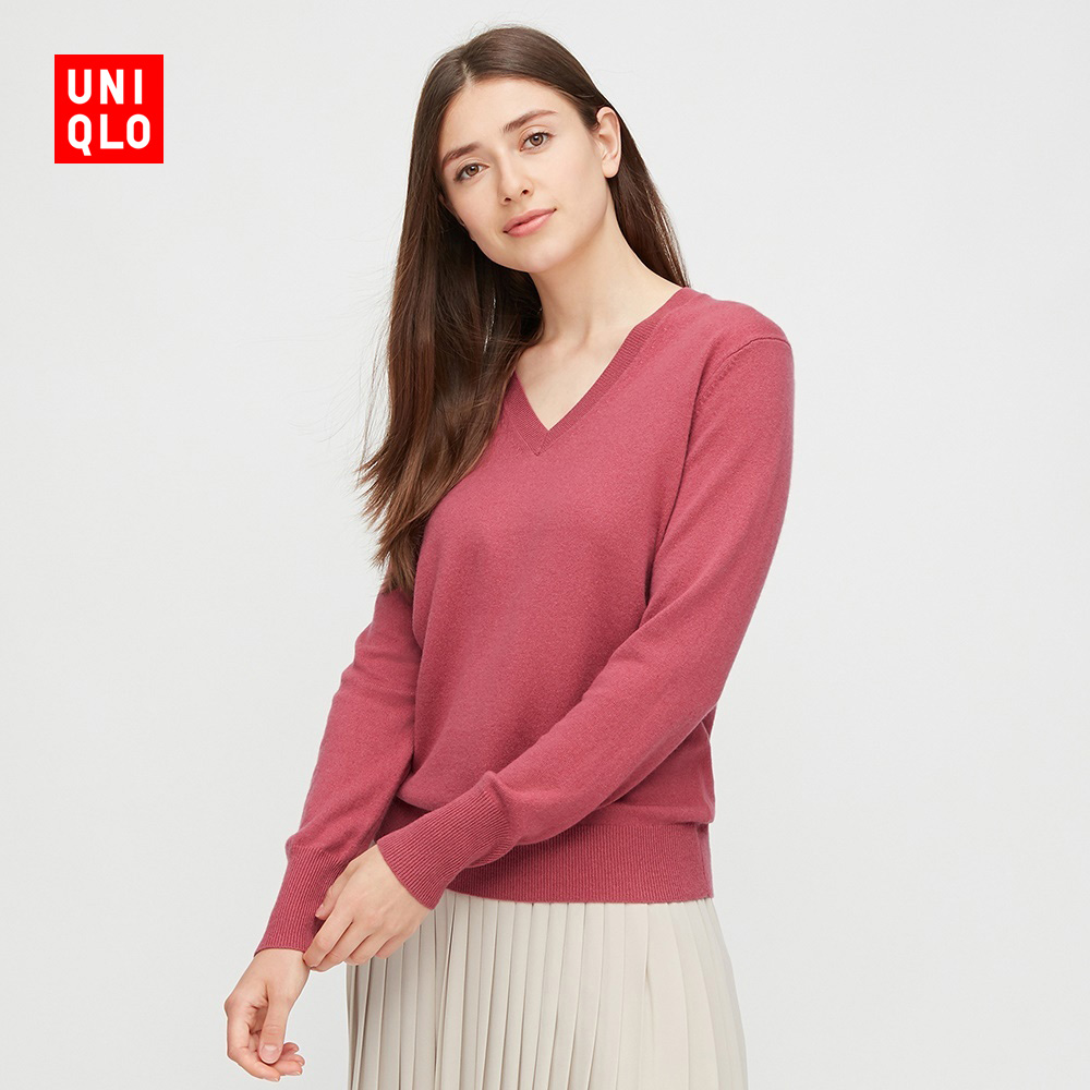 优衣库 女装 羊绒v领针织衫(长袖) 428865 uniqlo