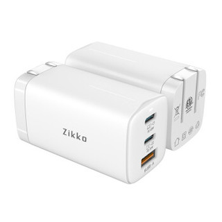 Zikko 即刻 GaN氮化镓65W PD快速充电器 适用20W苹果iPhone12手机MacBook 2C1A氮化镓充电头 C-G65W 白色