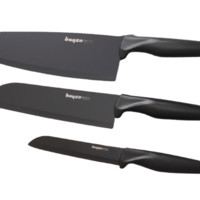 bayco 拜格 刀具厨房套装家用全套德国工艺不锈钢切菜刀刀具厨房套装 新升级黑柄黑刀三件套