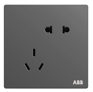 ABB 轩致系列 10A错位斜五孔插座 古典灰