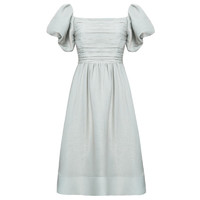 TAMMYTANGS 糖力 女士褶皱方领泡泡袖A字连衣裙T20XQ31085 薄荷绿色 M