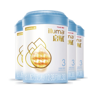 illuma 启赋 年货节：【直营】4罐爱尔兰进口惠氏启赋3段幼儿配方奶粉900克*4罐（蓝钻）