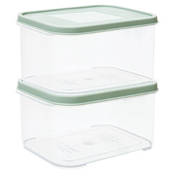 Citylong 禧天龙 抗菌塑料收纳盒 密封冰箱保鲜盒 食物零食收纳箱蔬菜水果储物盒 0.9升2个装