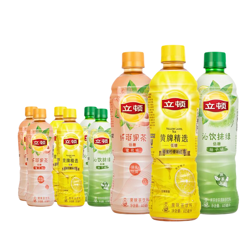 立顿/Lipton 经典低糖果味茶饮料 组合装 445ml*6瓶（黄牌精选445ml*2瓶+纤爽果茶445ml*2瓶 +沁饮抹绿445ml*2瓶）