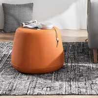  顾家家居 KUKA  皮艺小板凳圆凳 暖橘黄