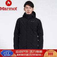 Marmot/土拨鼠20秋冬运动防水透气耐磨单层冲锋衣男户外 曜石黑001 XXL 欧码偏大