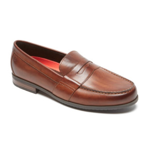 ROCKPORT 乐步 商务系列男士套脚圆头平跟乐福皮鞋CH3833 棕色 42.5