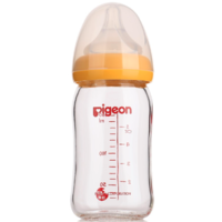 Pigeon 贝亲 宽口径耐热玻璃奶瓶 橘黄色 240ml