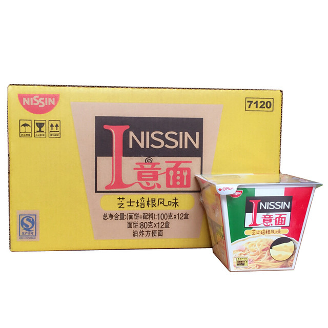 NISSIN 日清食品 方便面 I意面 芝士培根风味 100g*12碗